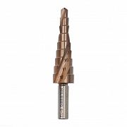 Сверло ступенчатое по металлу 4-12мм (9ступ) Hilberg (Р6М5) HSS-COBALT, ST0412